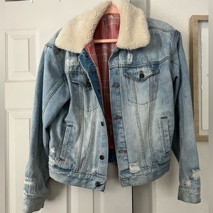 Free People Denim Sherpa Jacket